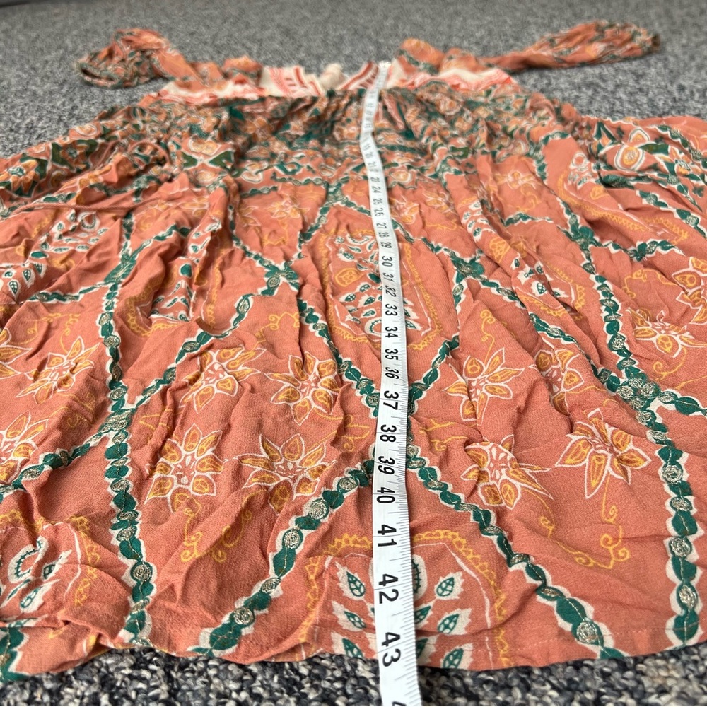 Free People Pink City Long Sleeve Floral Dress in Orange and Green - Picture 15 of 15